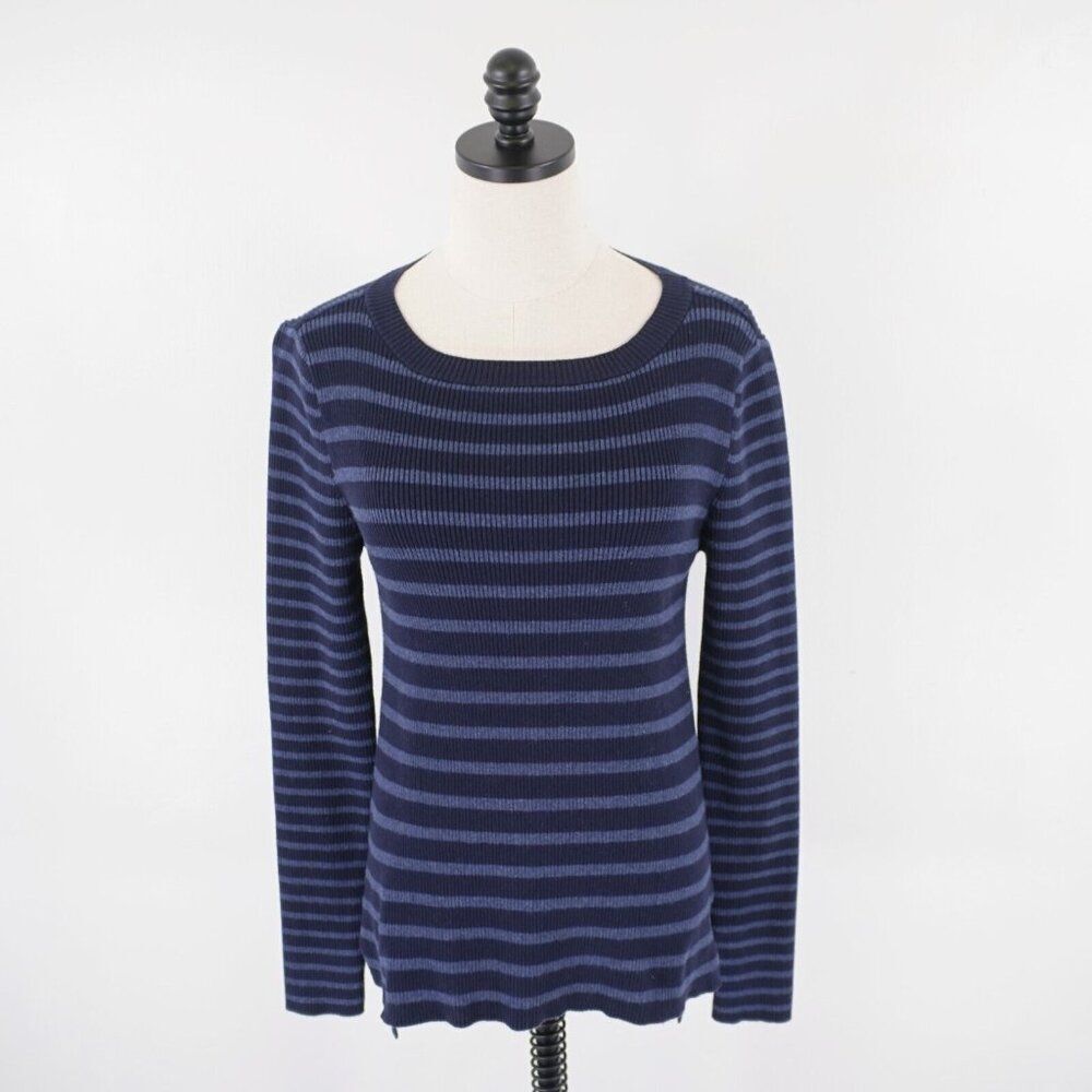 Liz Claiborne Blue‎ Striped Medium High Low Sweater